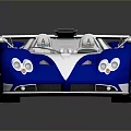 Blue And White Supercar With Transparent Roof Green Interior And Aerodynamic Rear Spoiler Sleek Design