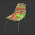Stylish Orange Woven Chair With Black Metal Legs And Comfortable Seat