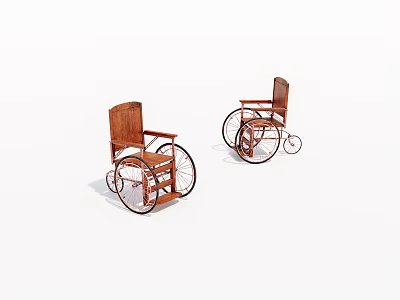 Classic Wooden Wheelchairs as Essential Medical Equipment for Patient Mobility Support 3d model