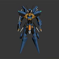 Futuristic Robot Character With Blue And Orange Mechanical Armor Structure Design 3d model