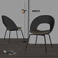 minotti Dining Chair Single Chair Fabric Leisure Chair Floor Lamp Book Ornaments 3d model