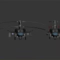 Two Military Style Helicopter Models With Sci Fi Rotor Blades And Weapon Attachments 3d model