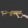 Yellow Wheeled Heavy Rifle With Wooden Components And Metallic Finish