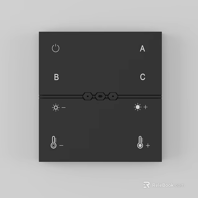 Contemporary Control Panel With Power Switch Multiple Buttons Temperature And Sun Symbols 3d model