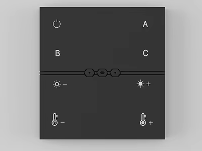 Contemporary Control Panel With Power Switch Multiple Buttons Temperature And Sun Symbols 3d model