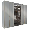 Elegant Modern Wardrobe Design with Glass Doors and Metal Frames Hanging Clothes