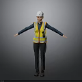 Woman In White Hard Hat And Yellow Safety Vest With Arms Outstretched