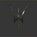 Vintage Green Military Towed Artillery With Long Barrel And Wheels Structure