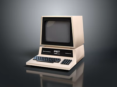 Vintage PET Computer Featuring Beige Casing Classic Monitor And Retro Keyboard Design 3d model