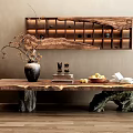 Quiet Duan Jing Strip Case Duan Jing Table Tea Cabinet Wall Cabinet Antique Frame Jewelry Ornaments Combination 3d model