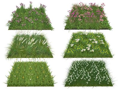 Modern shrubs Plant cover Flowers and grass bushes 3d model