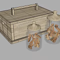 Wooden Storage Box With Handle And Glass Jars Storing Homemade Cookies