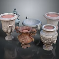 Ornamental Plant Pots With Intricate Carvings And Various Shapes For Garden Decor