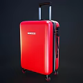 Red Modern Suitcase With Black Telescopic Handle And Rolling Wheels 3d model