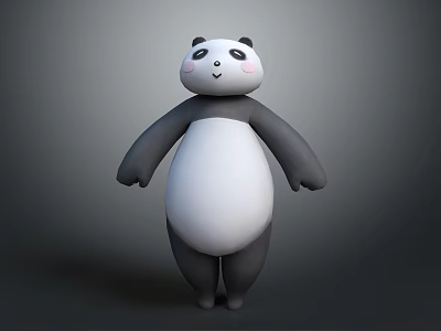 Cute Black And White Panda Doll 3D Model With Standing Pose 3d model