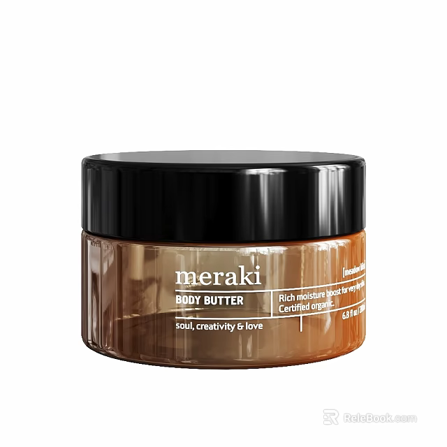 Meraki Cosmetic Body Butter With Certified Organic Shea Butter In Every Jar 3d model 
