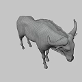 Realistic 3D Antelope Model With Grey Body Horns And Standing In Dark Background
