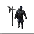 Powerful Armored Warrior Character Wielding Battle Axe And Medieval Armor