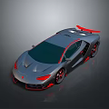 Modern Gray Sports Car Featuring Red Accents Sleek Body And Rear Spoiler