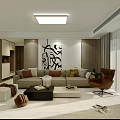 Modern Minimalist Living Dining Room Design With Neutral Sofa Coffee Table And Abstract Art
