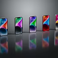 Latest Smartphones Lineup With Colorful Display Screens And Modern Design Arranged In Row