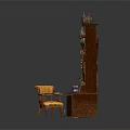 Classic Architectural Interior Space Featuring Brown Cabinets Drawer Chest Chair And Decorative Items