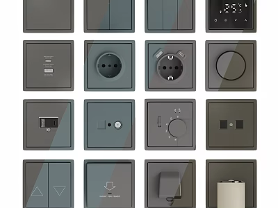 Modern Electrical Switches and Sockets with Various Stylish Home Designs 3d model