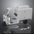 White Three Wheeler Delivery Vehicle With Cargo Box And Open Cabin