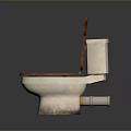White Ceramic Toilet With Wooden Seat And Lid For Bathroom Fixture