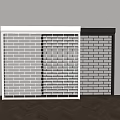 Modern Roller Shutter Design With White And Black Panels Brick Wall And Wooden Floor