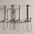 Wall Mounted White And Black Shower Systems With Handheld Overhead Showers Shelves And Bath Products