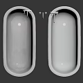 Two Modern Silver And White Bathtubs With Wall Mounted Faucet Accessories