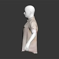 Light Colored Shirt On White Mannequin With Buttons And Pocket Against Dark Background And Reflection