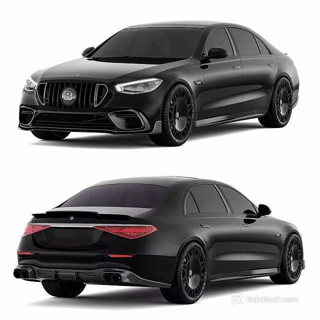 Black Luxury Sports Sedan With AMG Styling Aerodynamic Body Kit Alloy Wheels And LED Lights 3d model 