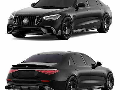 Black Luxury Sports Sedan With AMG Styling Aerodynamic Body Kit Alloy Wheels And LED Lights 3d model