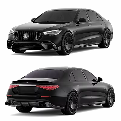 Black Luxury Sports Sedan With AMG Styling Aerodynamic Body Kit Alloy Wheels And LED Lights 3d model