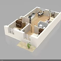 Small Apartment Interior Layout With Kitchen Dining Living Bedroom And Bathroom