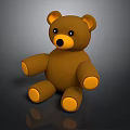 Brown Teddy Bear with Yellow Ears Nose and Paws Sitting on Black Background with Reflection