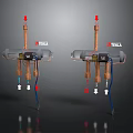 Industrial Mechanical Devices With Copper Pipes Red Blue Arrows And HELIX Labels