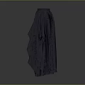 Dark Blue Asymmetrical Pleated Long Skirt With Flowy Layers And Elastic Waist