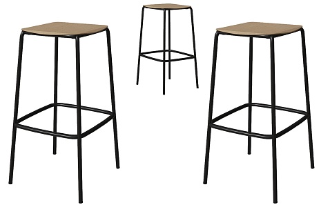 Modern High Stool Bar Stool Cream Iron High Stool Metal Wooden Bar Stool Bar Stool Bar Stool Chair Bar Stool Combination 3d model