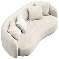 Modern Beige Two Seater Sofa With Textured Fabric And Decorative Pillows