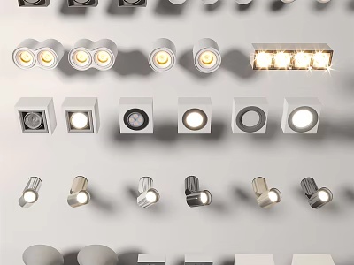Modern LED Downlights And Spotlights With Various Designs For Ceiling Lighting 3d model
