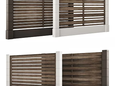 Modern Building Exterior Wall Design With Wooden Slats And White Structure 3d model