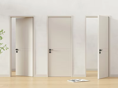 White Modern Hinged Doors in Interior Home Design with Open and Closed Styles 3d model