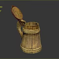 Vintage Style Wooden Mug With Lid As Practical Household Item