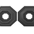 Two Black Octagonal Carved Decorative Panels With Circular Hollow Center 3d model