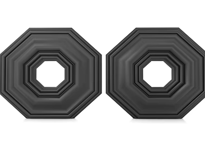 Two Black Octagonal Carved Decorative Panels With Circular Hollow Center 3d model