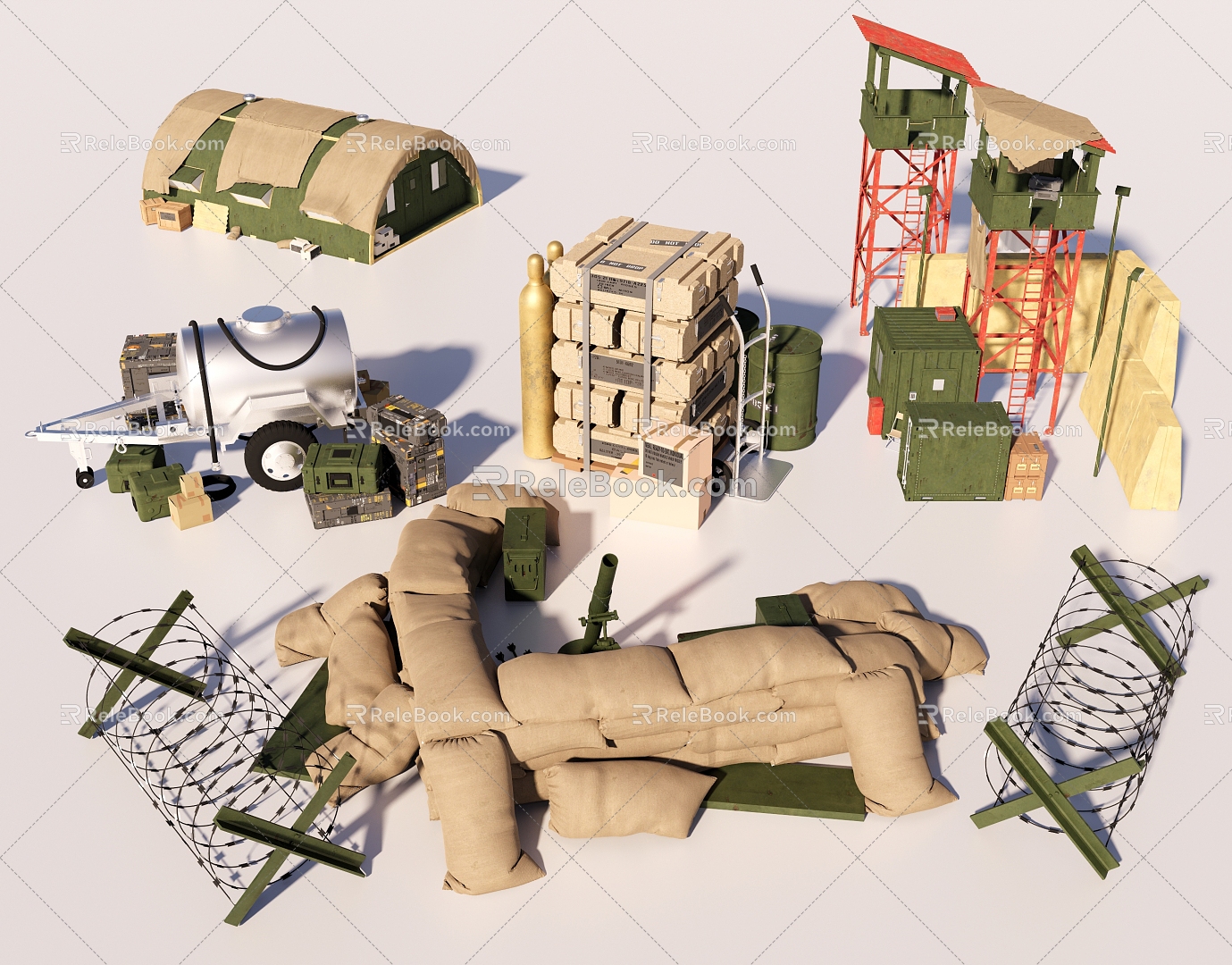 Military Equipment Arms Box Toolbox Storage Box Storage Box Armament Box Sandbag Camping Equipment Wooden Box model