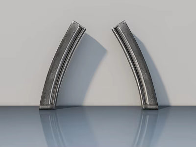Modern Metal Swing Door With Curved Design Shiny Surface And Reflective Base 3d model